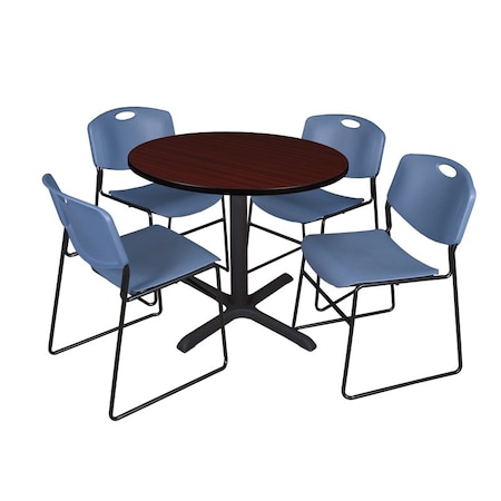 Cain Cain Round Table & Chair Set, Wood, Metal, Polypropylene Top TB36RNDMH44BE